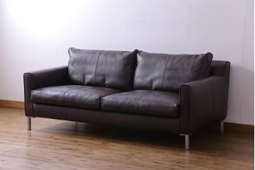 中古　極美品　アイラーセン(eilersen)　ストリームラインソファ(STREAMLINE SOFA)　本革(牛革)製2人掛けソファ・ダークブラウン