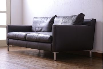 中古　極美品　アイラーセン(eilersen)　ストリームラインソファ(STREAMLINE SOFA)　本革(牛革)製2人掛けソファ・ダークブラウン