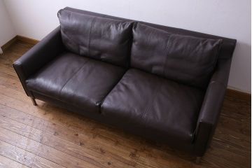 中古　極美品　アイラーセン(eilersen)　ストリームラインソファ(STREAMLINE SOFA)　本革(牛革)製2人掛けソファ・ダークブラウン