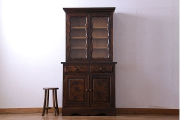 ビンテージ　中古　松本民芸家具　#58型　扉のデザインがおしゃれな食器棚(カップボード)