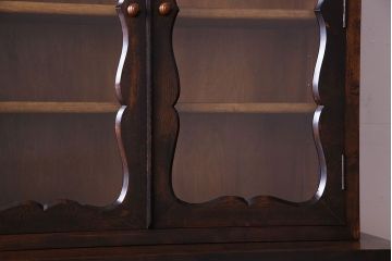 ビンテージ　中古　松本民芸家具　#58型　扉のデザインがおしゃれな食器棚(カップボード)