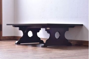 中古　北海道民芸家具　シックなデザインの折りたたみローテーブル(座卓)(定価約17万円)