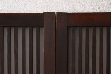 和製アンティーク　和モダンなガラス入り格子戸(引き戸、建具)2枚セット