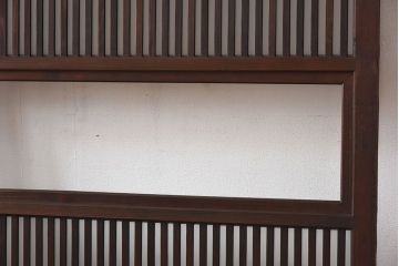 和製アンティーク　和モダンなガラス入り格子戸(引き戸、建具)2枚セット