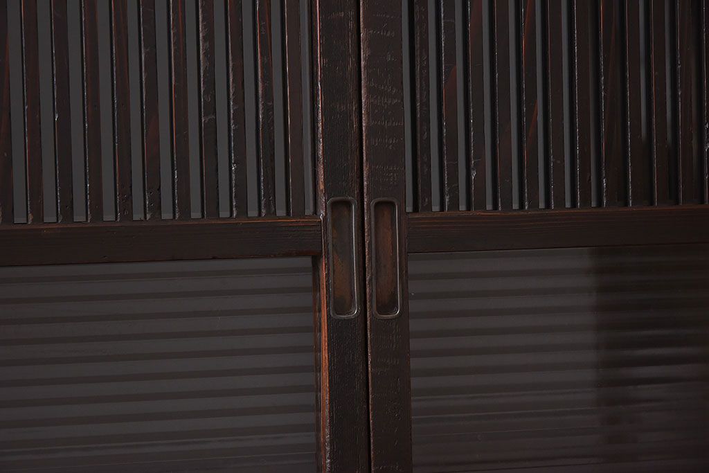 和製アンティーク　上品な雰囲気漂う和モダンな格子戸(引き戸、建具)2枚セット