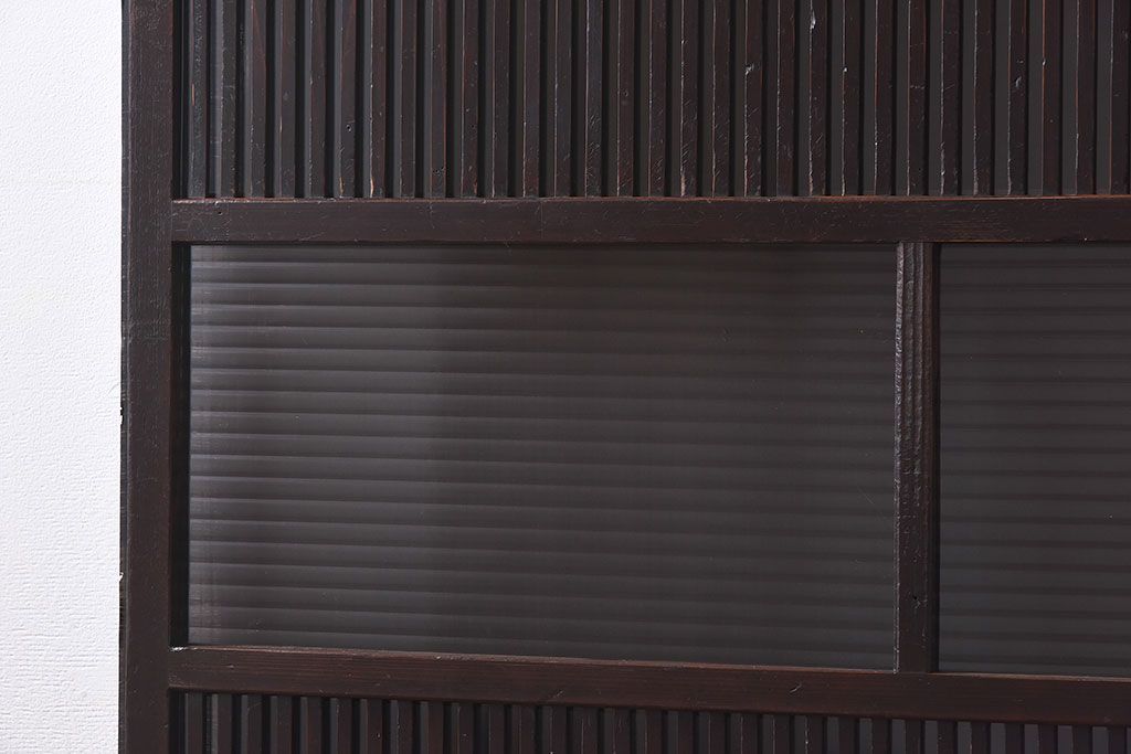 和製アンティーク　上品な雰囲気漂う和モダンな格子戸(引き戸、建具)2枚セット