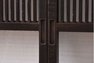 和製アンティーク　上品な雰囲気漂う和モダンな格子戸(引き戸、建具)2枚セット
