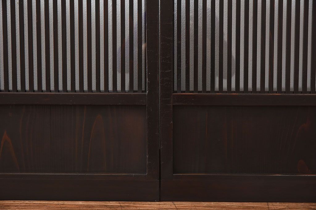 和製アンティーク　上品な雰囲気漂う和モダンな格子戸(引き戸、建具)2枚セット