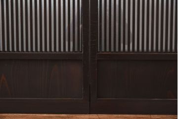 和製アンティーク　上品な雰囲気漂う和モダンな格子戸(引き戸、建具)2枚セット