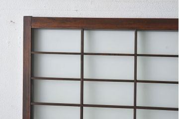 和製アンティーク　色ガラスがおしゃれなガラス障子戸(格子戸、引き戸、建具)2枚セット