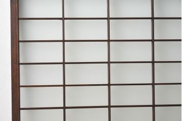 和製アンティーク　色ガラスがおしゃれなガラス障子戸(格子戸、引き戸、建具)2枚セット