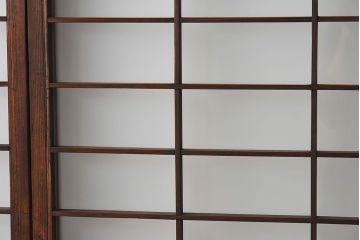和製アンティーク　色ガラスがおしゃれなガラス障子戸(格子戸、引き戸、建具)2枚セット