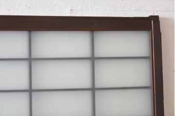 和製アンティーク　色ガラスがおしゃれなガラス障子戸(格子戸、引き戸、建具)2枚セット