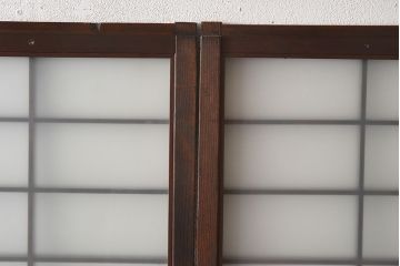 和製アンティーク　色ガラスがおしゃれなガラス障子戸(格子戸、引き戸、建具)2枚セット