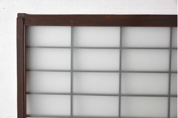 和製アンティーク　色ガラスがおしゃれなガラス障子戸(格子戸、引き戸、建具)2枚セット