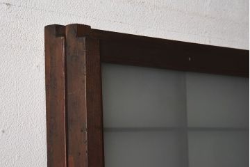 和製アンティーク　色ガラスがおしゃれなガラス障子戸(格子戸、引き戸、建具)2枚セット