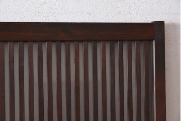 和製アンティーク　和モダンな雰囲気漂う細身のガラス帯格子戸(引き戸、建具)2枚セット