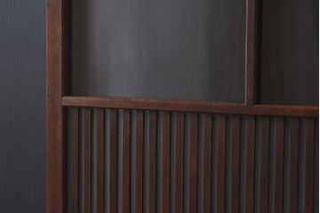 和製アンティーク　和モダンな雰囲気漂う細身のガラス帯格子戸(引き戸、建具)2枚セット