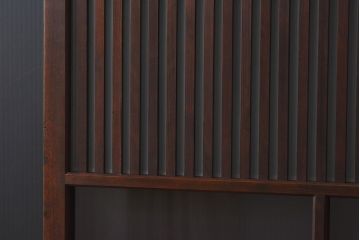 和製アンティーク　和モダンな雰囲気漂う細身のガラス帯格子戸(引き戸、建具)2枚セット