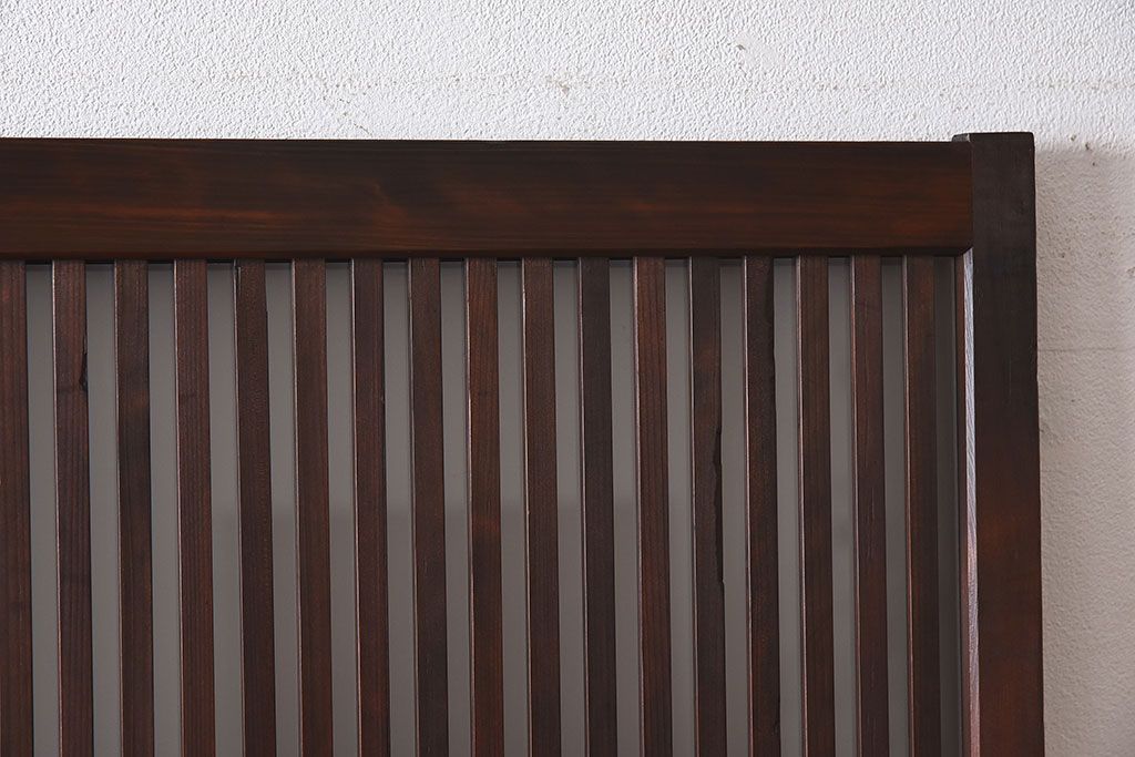 和製アンティーク　和モダンな雰囲気漂う細身のガラス帯格子戸(引き戸、建具)2枚セット