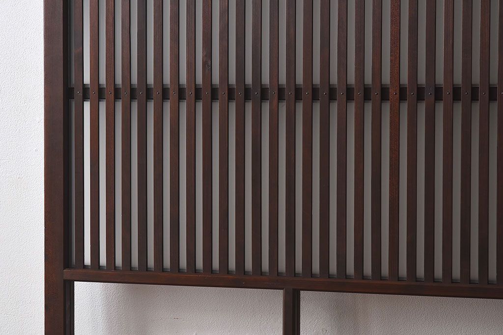 和製アンティーク　和モダンな雰囲気漂う細身のガラス帯格子戸(引き戸、建具)2枚セット