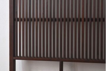 和製アンティーク　和モダンな雰囲気漂う細身のガラス帯格子戸(引き戸、建具)2枚セット