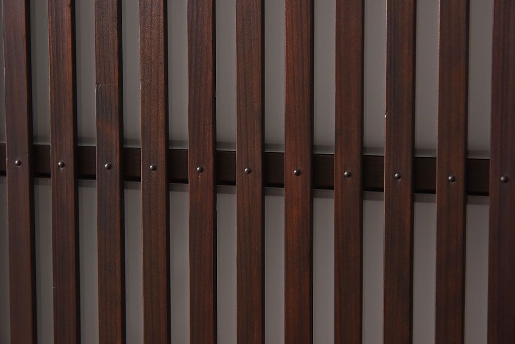 和製アンティーク　和モダンな雰囲気漂う細身のガラス帯格子戸(引き戸、建具)2枚セット