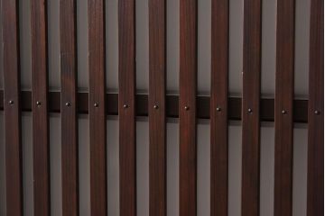 和製アンティーク　和モダンな雰囲気漂う細身のガラス帯格子戸(引き戸、建具)2枚セット