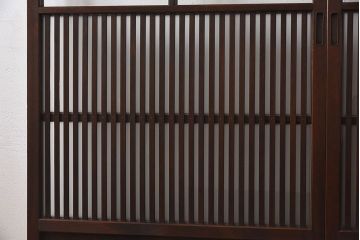 和製アンティーク　和モダンな雰囲気漂う細身のガラス帯格子戸(引き戸、建具)2枚セット