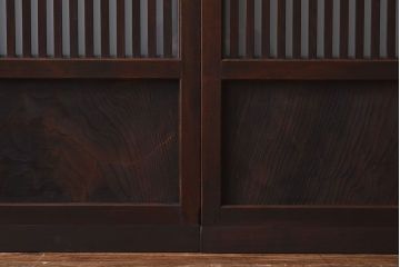 和製アンティーク　和モダンな雰囲気漂う細身のガラス帯格子戸(引き戸、建具)2枚セット