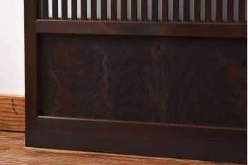 和製アンティーク　和モダンな雰囲気漂う細身のガラス帯格子戸(引き戸、建具)2枚セット