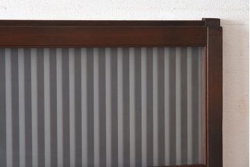 和製アンティーク　和モダンな雰囲気漂う細身のガラス帯格子戸(引き戸、建具)2枚セット