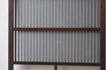和製アンティーク　和モダンな雰囲気漂う細身のガラス帯格子戸(引き戸、建具)2枚セット