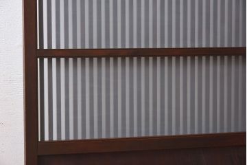 和製アンティーク　和モダンな雰囲気漂う細身のガラス帯格子戸(引き戸、建具)2枚セット