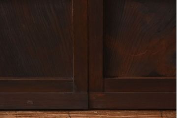 和製アンティーク　和モダンな雰囲気漂う細身のガラス帯格子戸(引き戸、建具)2枚セット