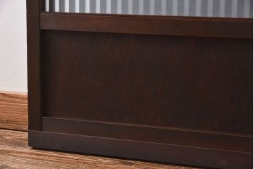 和製アンティーク　和モダンな雰囲気漂う細身のガラス帯格子戸(引き戸、建具)2枚セット