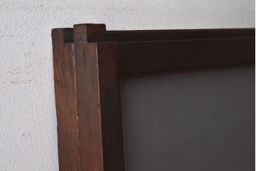 和製アンティーク　和モダンな雰囲気漂う細身のガラス帯格子戸(引き戸、建具)2枚セット