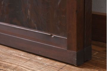 和製アンティーク　和モダンな雰囲気漂う細身のガラス帯格子戸(引き戸、建具)2枚セット