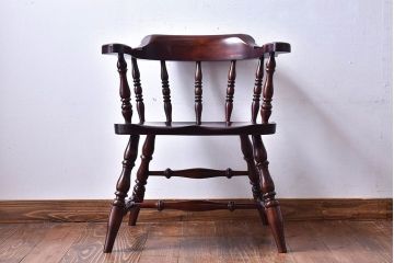 中古　九州民芸家具　シックなアームチェア(ダイニングチェア、ワークチェア)