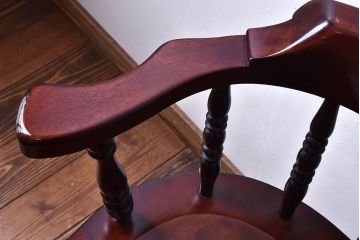 中古　九州民芸家具　シックなアームチェア(ダイニングチェア、ワークチェア)