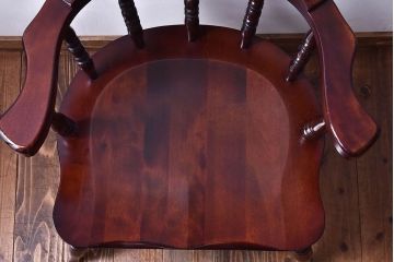 中古　九州民芸家具　シックなアームチェア(ダイニングチェア、ワークチェア)