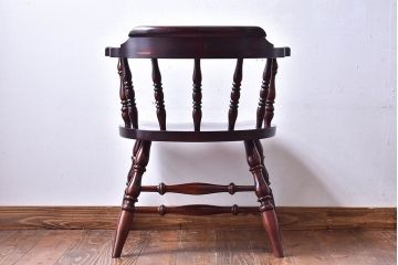 中古　九州民芸家具　シックなアームチェア(ダイニングチェア、ワークチェア)