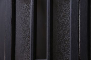 ペイント家具　色ガラスがアクセントのモダンなフィックス窓(はめ殺し窓、明かり取り、明り取り)2枚セット