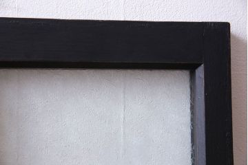 ペイント家具　色ガラスがアクセントのモダンなフィックス窓(はめ殺し窓、明かり取り、明り取り)2枚セット