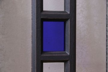 ペイント家具　色ガラスがアクセントのモダンなフィックス窓(はめ殺し窓、明かり取り、明り取り)2枚セット