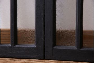 ペイント家具　色ガラスがアクセントのモダンなフィックス窓(はめ殺し窓、明かり取り、明り取り)2枚セット