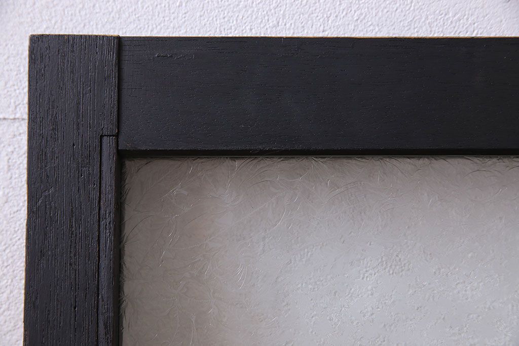 ペイント家具　色ガラスがアクセントのモダンなフィックス窓(はめ殺し窓、明かり取り、明り取り)2枚セット