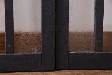 ペイント家具　色ガラスがアクセントのモダンなフィックス窓(はめ殺し窓、明かり取り、明り取り)2枚セット