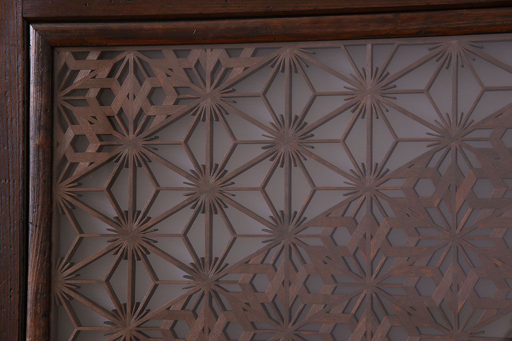 【F様ご成約済み・ご決済用】和製アンティーク　和の雰囲気漂う組子帯戸(ガラス帯戸、引き戸、建具)2枚セット