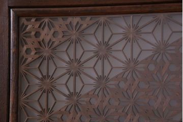 【F様ご成約済み・ご決済用】和製アンティーク　和の雰囲気漂う組子帯戸(ガラス帯戸、引き戸、建具)2枚セット